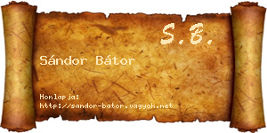 Sándor Bátor névjegykártya