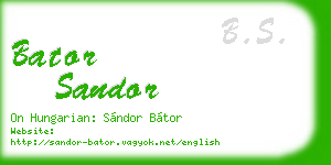 bator sandor business card